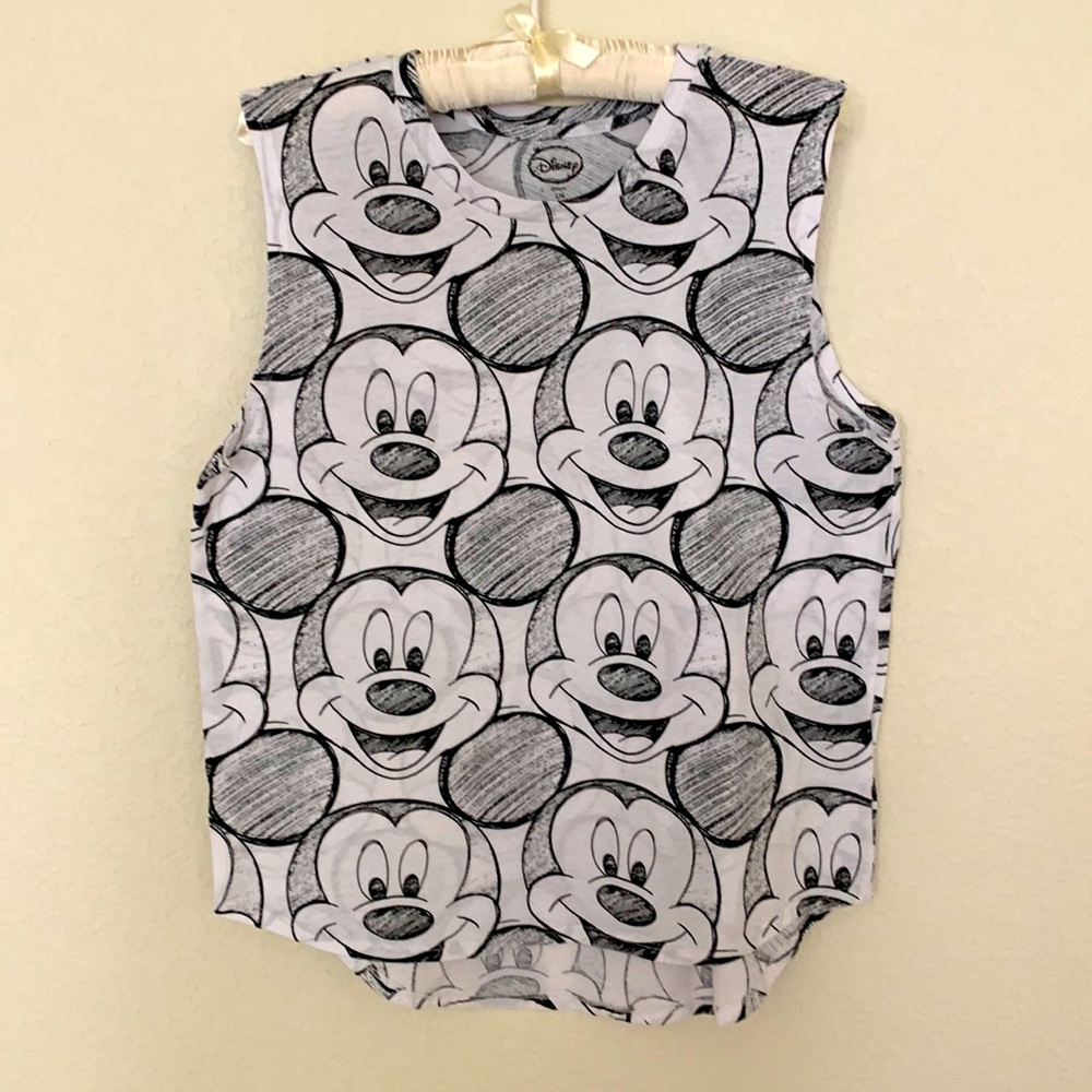 Disney White and Black Mickey Mouse Tank Top
